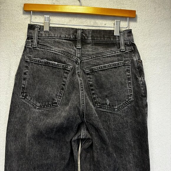 Abercrombie & Fitch 90s Straight High Rise Distressed Jeans Womens 26 2 R Black - Picture 15 of 16